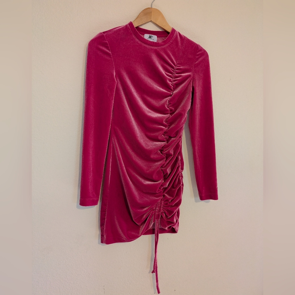 Juicy byJuicy Couture LongSleeve Pullover Pink Mini Dress with Sexy Ruching Sz S